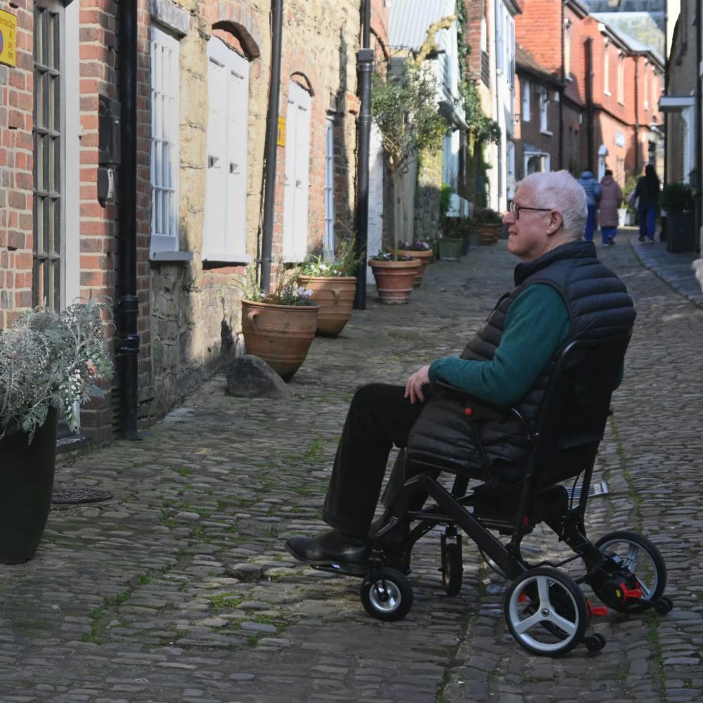 One Rehab Olympus CF - On a cobbled slope