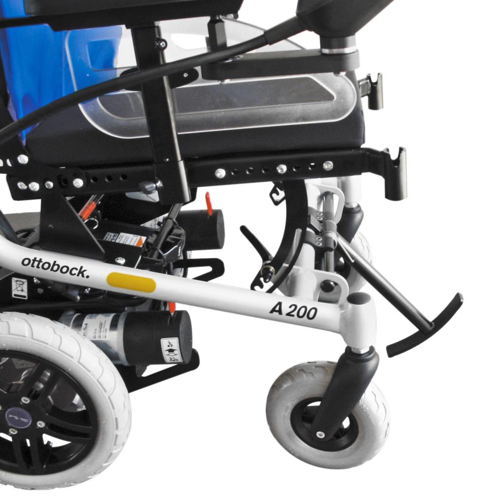 OttoBock A200 Power wheelchair - Patented safety lever and battery pack.