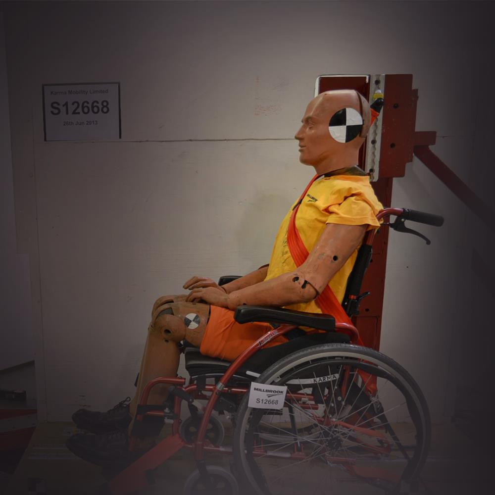 Karma S-Ergo 115 - Crash tested for transportation in accordance with ISO 7176-19